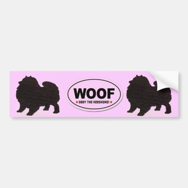 Pegatina Para Coche Obedezca la silueta del Keeshond (Frente)