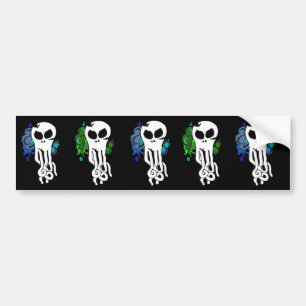 Pegatina Para Coche Octo Skull azul y verde