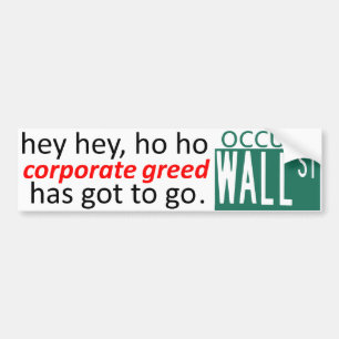 Pegatina Para Coche Ocupe Wall Street la AVARICIA ey que CORPORATIVA