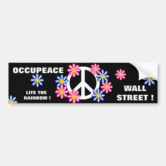 PEGATINA PARA COCHE ¡OCUPEACE WALL STREET! LITE THE RAINBOW (Frente)