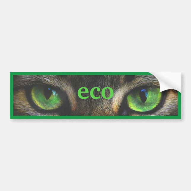 Pegatina Para Coche Ojos de gato ecológicos verdes (Frente)