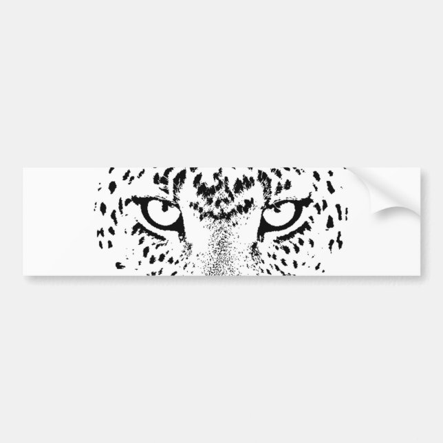 Pegatina Para Coche Ojos de leopardo blanco y negro (Frente)