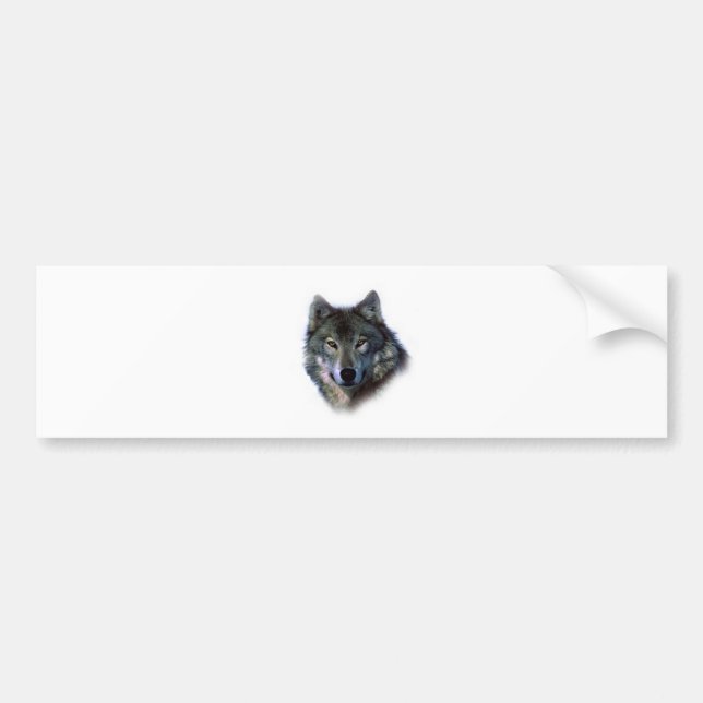 Pegatina Para Coche Ojos de Lobo Gris (Frente)