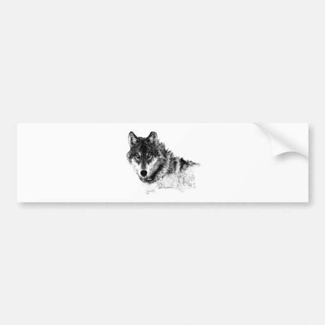 Pegatina Para Coche Ojos de lobo Inspirador blanco negro (Frente)