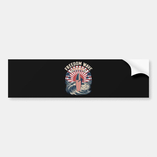 Pegatina Para Coche Ola de la Libertad 4 de Julio (Frente)