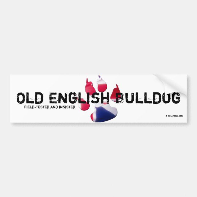 Pegatina Para Coche Old Bulldog Inglesa bordadora (Frente)