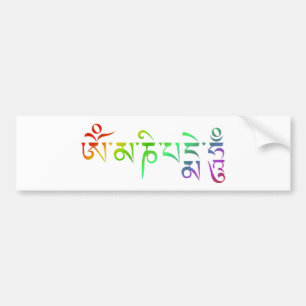 Pegatina Para Coche Om Mani Padme Hum mantra tibetano Arcoíris