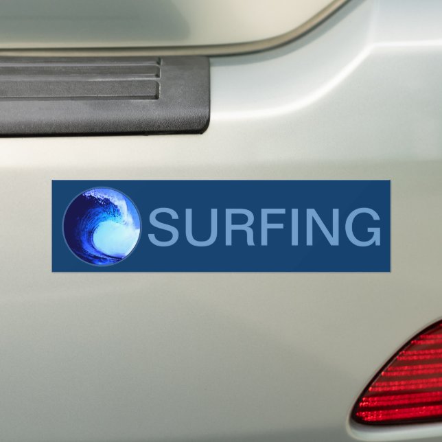 Pegatina Para Coche onda azul estilo surf (en coche)
