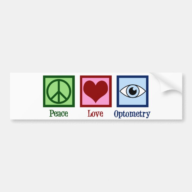 Pegatina Para Coche Optometrist Peace Love Optometry Blue Eye Médica (Frente)