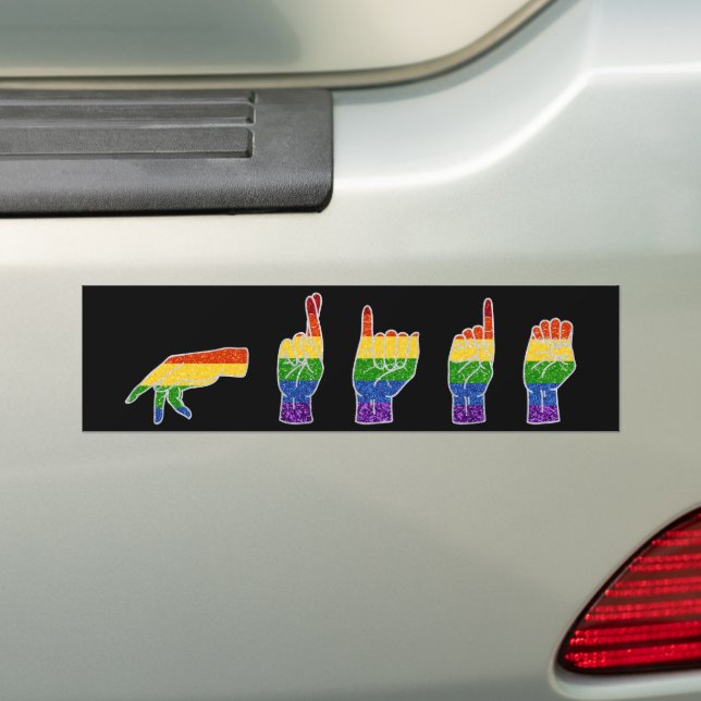 Pegatina Para Coche Orgullo ASL Purpurina LGBT Rainbow (en coche)
