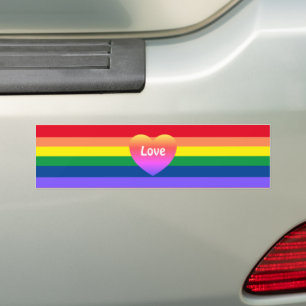 Pegatina Para Coche Orgullo gay LGBTQ Corazón arcoiris colorido