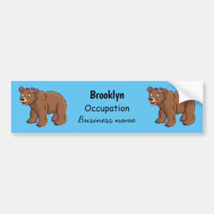 Pegatina Para Coche Oso dulce con ilustracion personalizado de flores