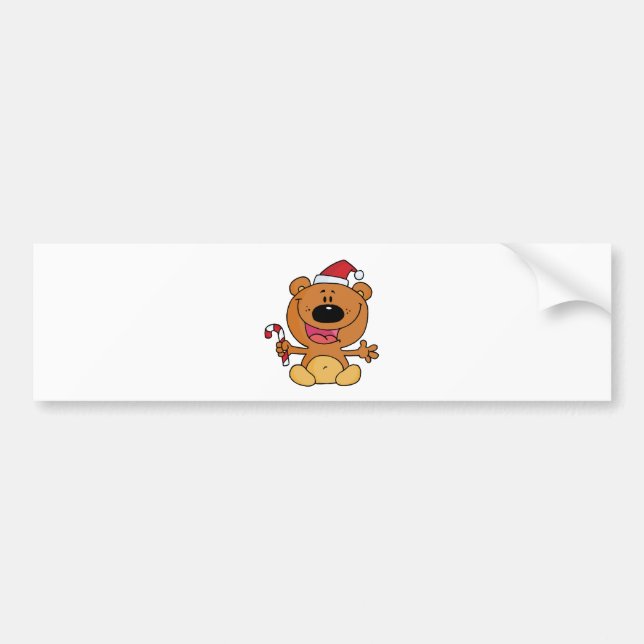 Pegatina Para Coche Oso Santa con candy (Frente)