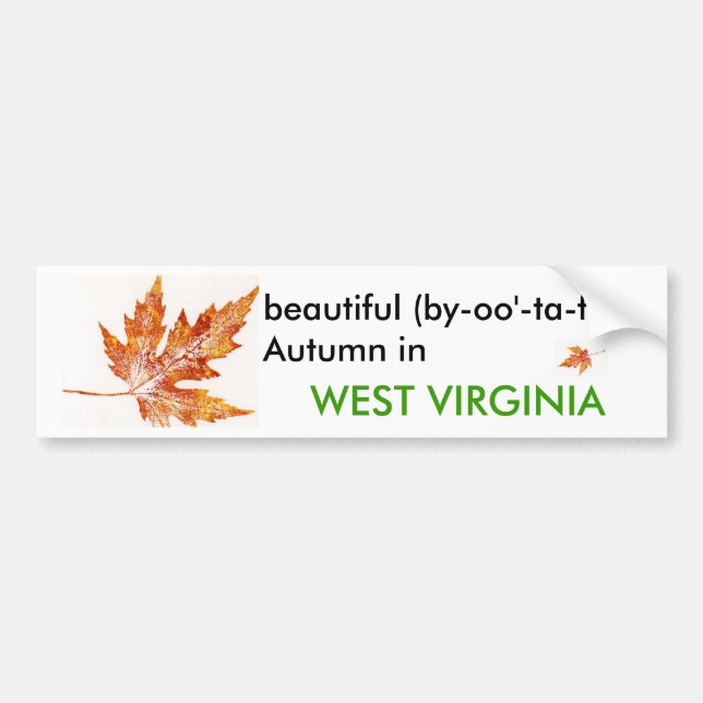 Pegatina Para Coche Otoño en Virginia Occidental Bumper Sticker (Frente)