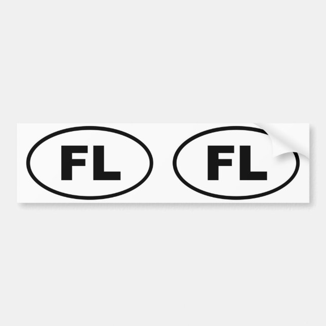 Pegatina Para Coche Ovalado FL de Florida (Frente)