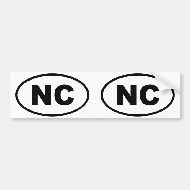 Pegatina Para Coche Ovalado NC de Carolina del Norte (Frente)