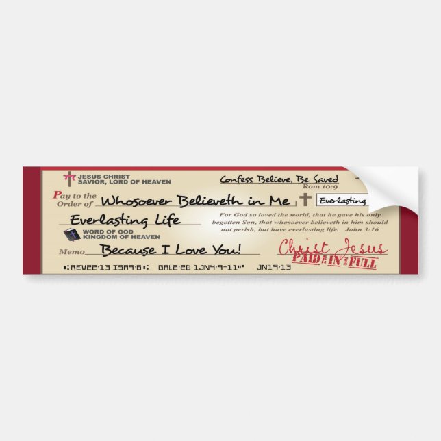 Pegatina Para Coche Pagado por completo ahorrado por el cristiano del (Frente)