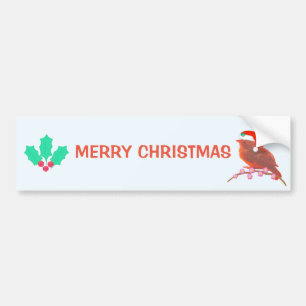 Pegatina Para Coche Pájaro de Navidad en Azul Claro