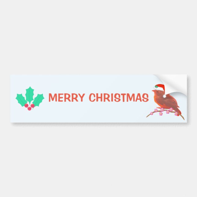 Pegatina Para Coche Pájaro de Navidad en Azul Claro (Frente)