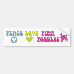 Pegatina Para Coche Palabras de parachoques de Peace Love Pink Poodles