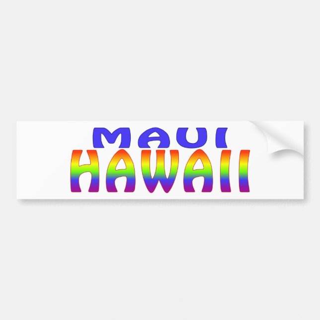 Pegatina Para Coche Palabras del arco iris de Maui Hawaii (Frente)