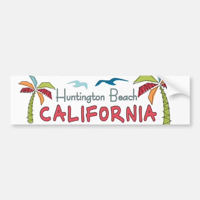 Pegatina Para Coche Palmas de Huntington Beach California (Frente)