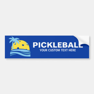 Pegatina Para Coche Palmera tropical Sun de Pickleball su texto de