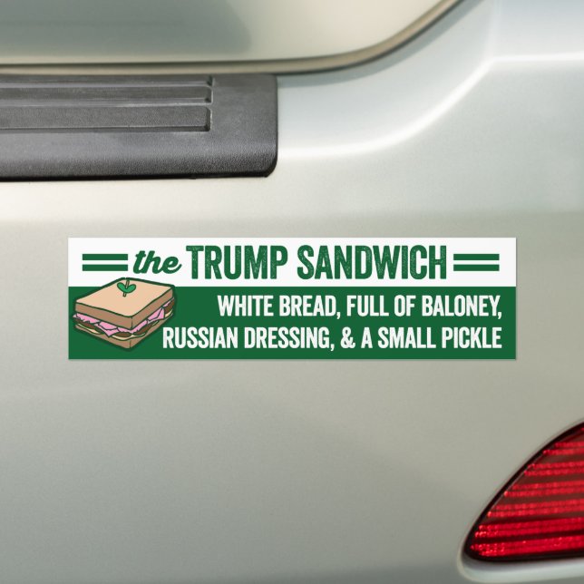 Pegatina Para Coche Pan Blanco De Sandwich De Trump Lleno De Baloney (en coche)
