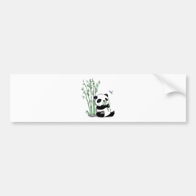 Pegatina Para Coche Panda que come el bambú (Frente)