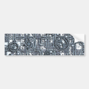 Pegatina Para Coche Panel Steampunk - Engranajes y tubos - Acero