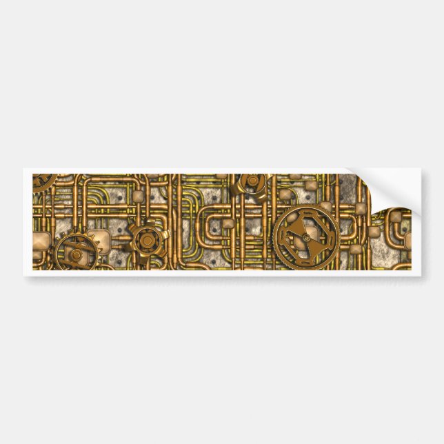 Pegatina Para Coche Panel Steampunk - Gears and Pipes - Brass (Frente)