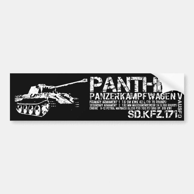 Pegatina Para Coche Panther Tank (Frente)