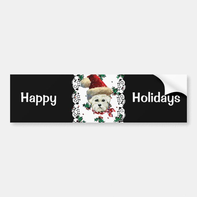 Pegatina Para Coche Papá Noel Westie (Frente)