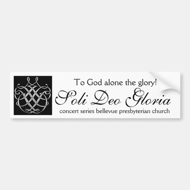 Pegatina Para Coche Parachoque Sticket de Soli Deo Gloria (Frente)