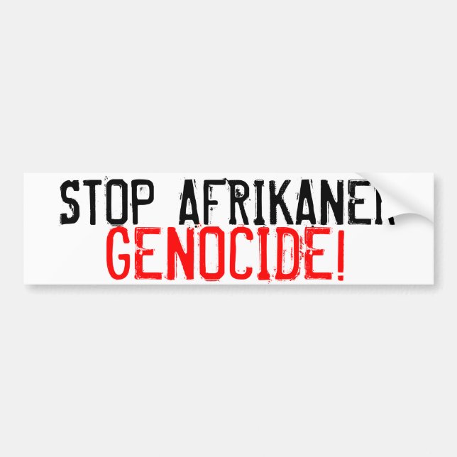 PEGATINA PARA COCHE ¡PARE EL GENOCIDIO DEL AFRIKANER! (Frente)