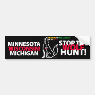PEGATINA PARA COCHE PARE LA CAZA WISCONSIN - MA'IINGAN DEL LOBO