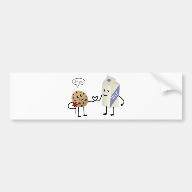 Pegatina Para Coche Pareja Cute - Leche y cookie (Frente)