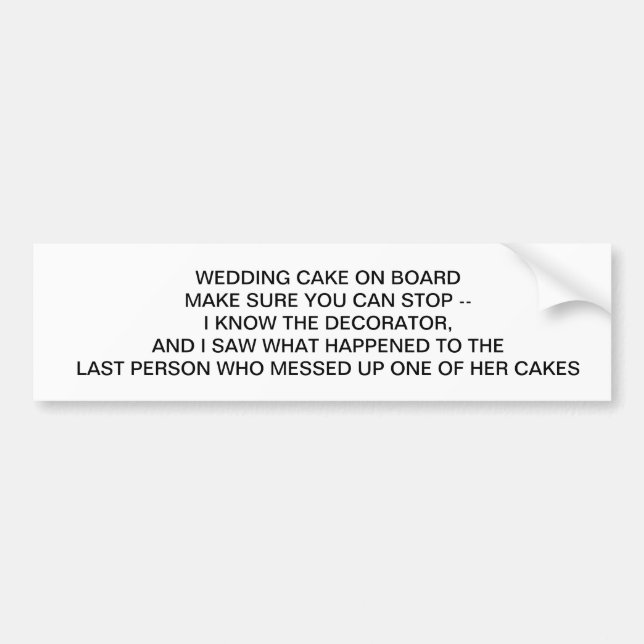 PEGATINA PARA COCHE PASTEL DE BODAS A BORDO (Frente)