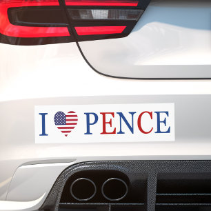 Pegatina Para Coche Patriótico I Hearts Love Mike Pence Flag