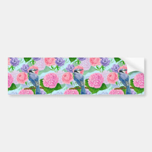 Pegatina Para Coche Patrón de acuarela azul y flores