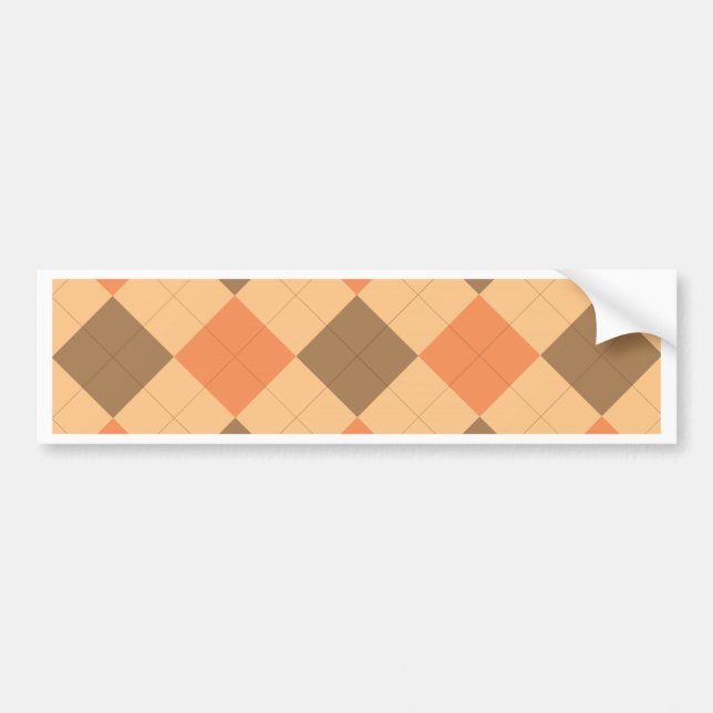 Pegatina Para Coche Patrón de argyle marrón y naranja (Frente)