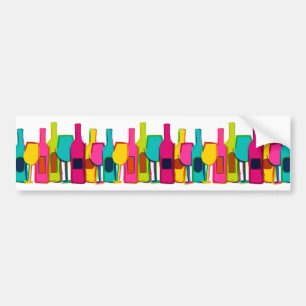 Pegatina Para Coche Patrón de botellas de vino colorido y lindo
