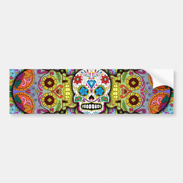 Pegatina Para Coche Patrón de calaveras azucareras (Frente)