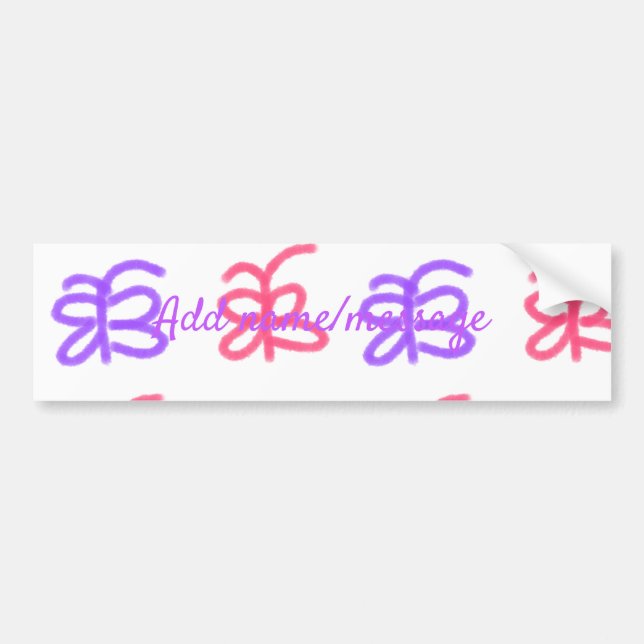 Pegatina Para Coche Patrón de doodle de mariposa rosa morado agregar t (Frente)