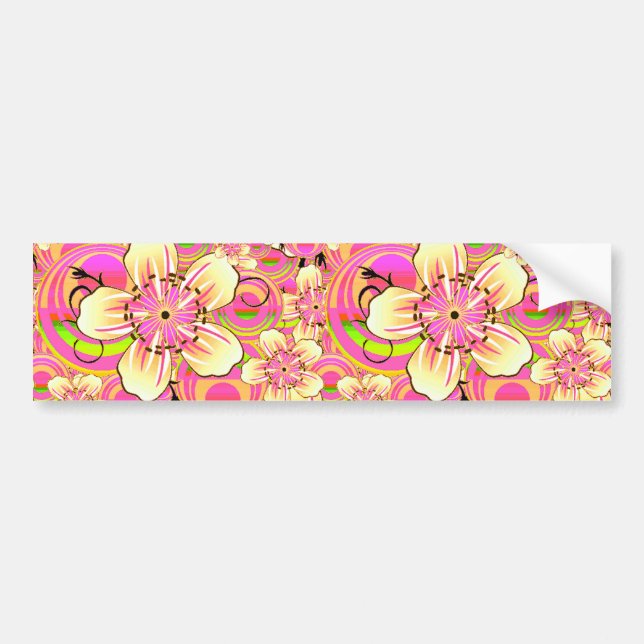 Pegatina Para Coche patrón de flores rosadas groovy (Frente)