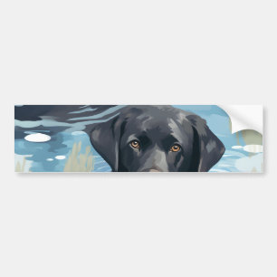 Pegatina Para Coche Patrón de Labrador Negro Nadando