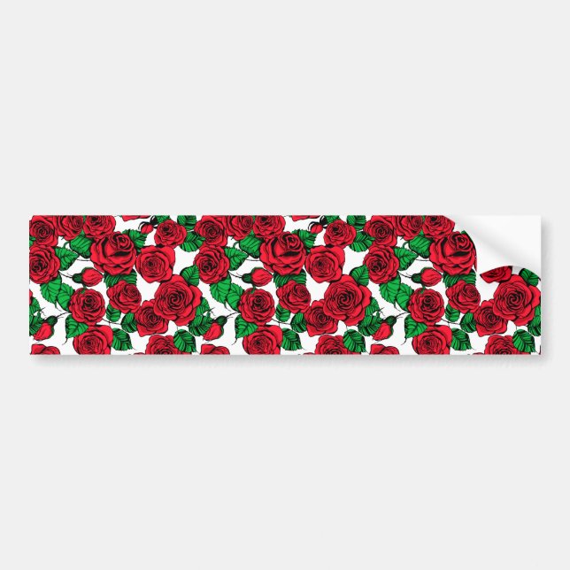 Pegatina Para Coche Patrón de rosas rojas (Frente)