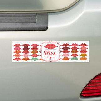 Pegatina Para Coche Patrón Polka Dot Lips Sra Hipster Vintage Bride