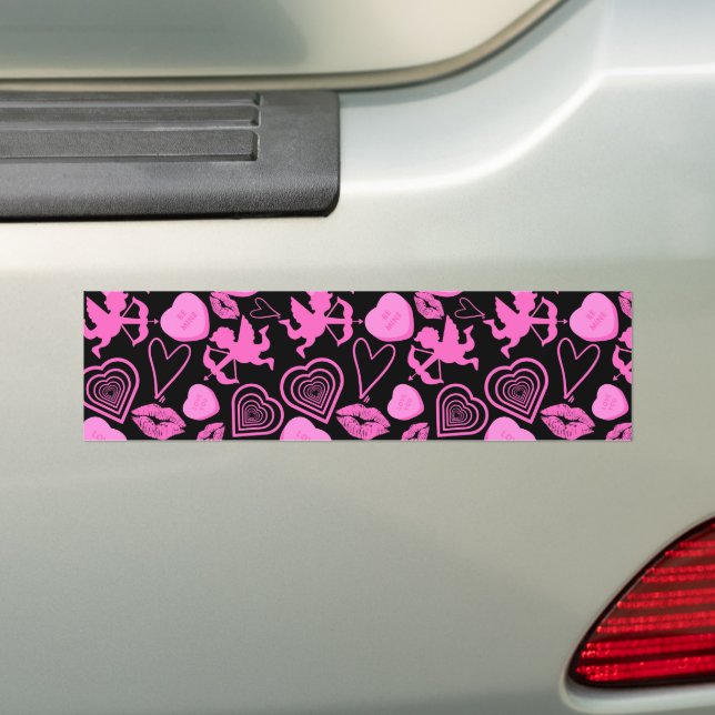 Pegatina Para Coche Patrón rosa de San Valentín (en coche)