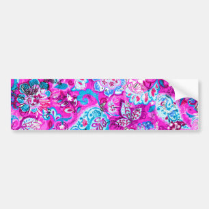 Pegatina Para Coche Patrones de flores rosadas azules